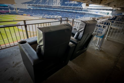 2 black recliner chairs at Kauffman Stadium