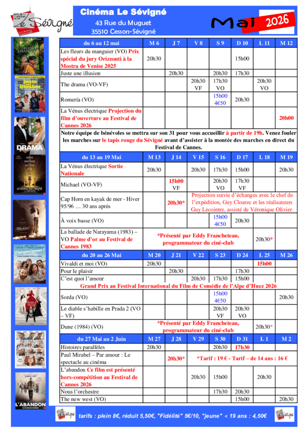 Programme mois de Mai 2026