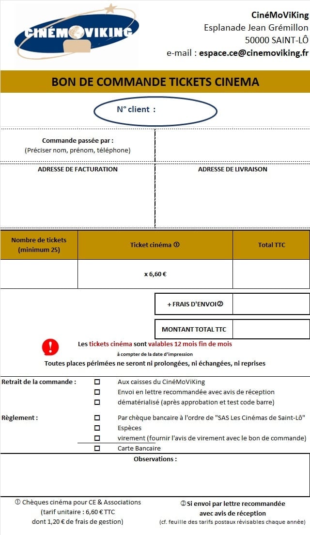 BON DE COMMANDE CHEQUES-CINEMA A TELECHARGER