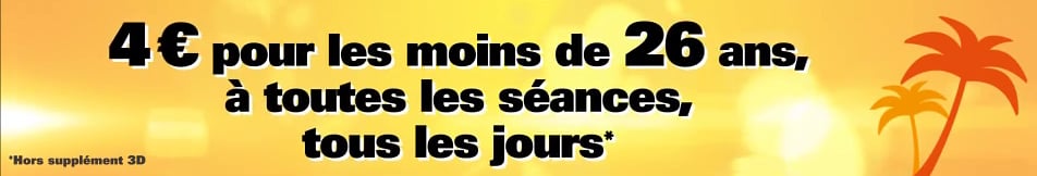 4 € la place pour les moins de 26 ans au Ciné Pôle Sud (sur présentation obligatoire d'un justificatif)*(*Hors séances spéciales, avant-premières en présence d'équipes de films, opéras)
