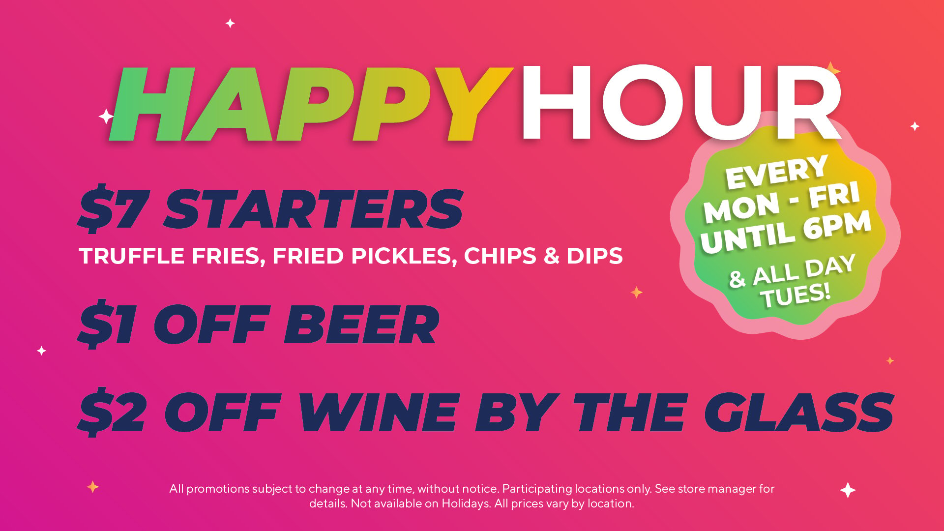 Value-priced happy hour options